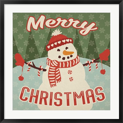 Framed Retro Christmas VII Merry Christmas Print