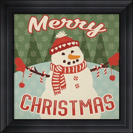 Framed Retro Christmas VII Merry Christmas Print