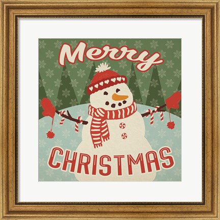 Framed Retro Christmas VII Merry Christmas Print