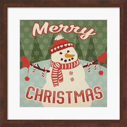 Framed Retro Christmas VII Merry Christmas Print