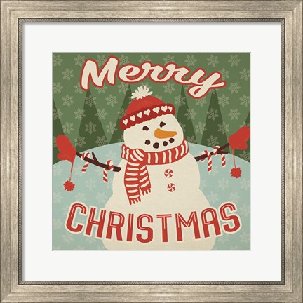 Framed Retro Christmas VII Merry Christmas Print