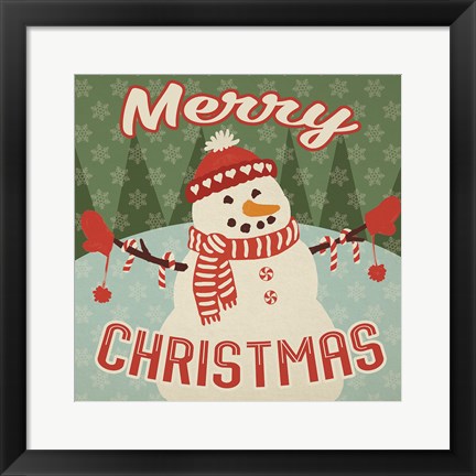 Framed Retro Christmas VII Merry Christmas Print