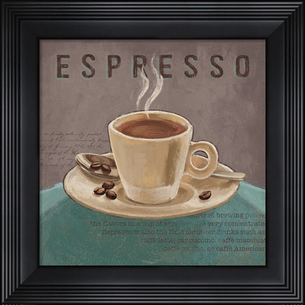 Framed Coffee and Co III Teal and Gray Print