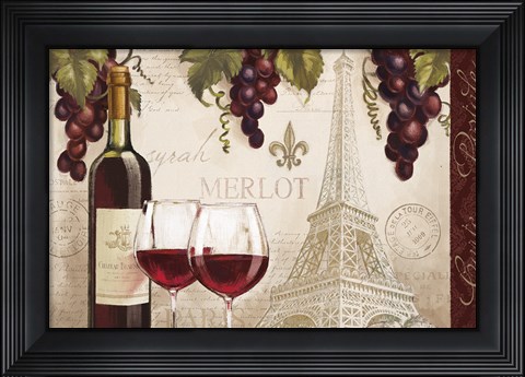 Framed Wine in Paris II Print