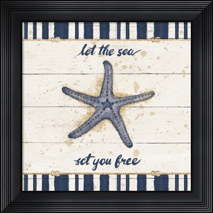 Framed Calm Seas II Gold Rope Border Print
