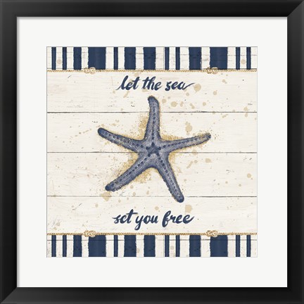 Framed Calm Seas II Gold Rope Border Print