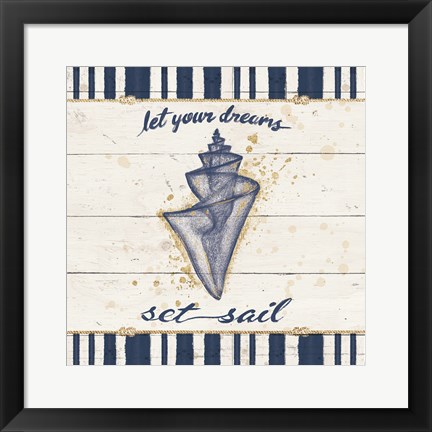 Framed Calm Seas III Gold Rope Border Print