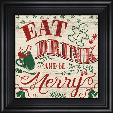 Framed Holiday in the Woods III Red and Green Print