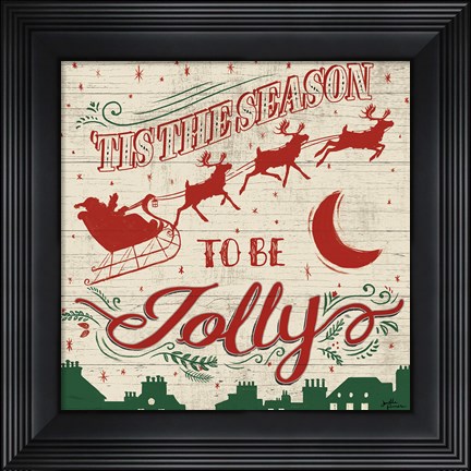 Framed Holiday in the Woods II Red and Green Print