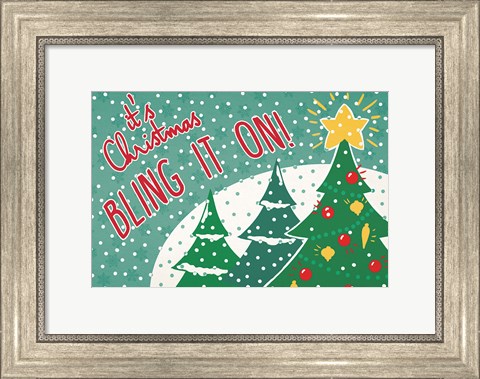 Framed Retro Christmas IV Bright Print