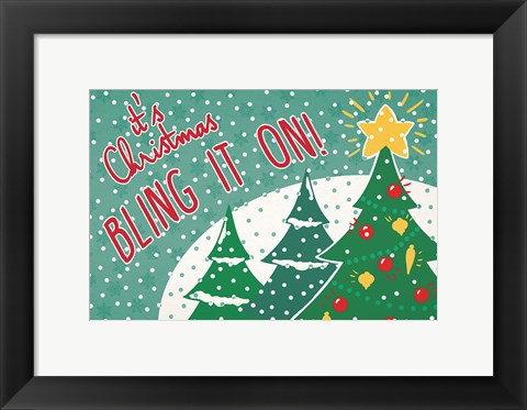 Framed Retro Christmas IV Bright Print