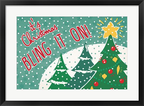 Framed Retro Christmas IV Bright Print