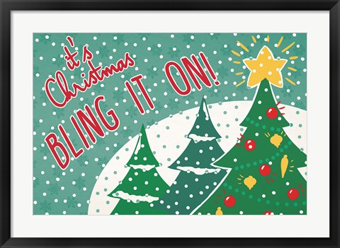 Framed Retro Christmas IV Bright Print