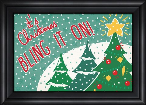 Framed Retro Christmas IV Bright Print