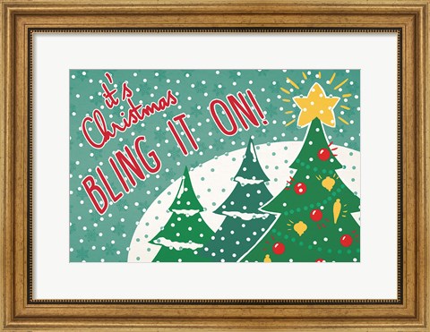 Framed Retro Christmas IV Bright Print