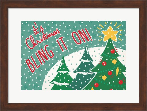 Framed Retro Christmas IV Bright Print