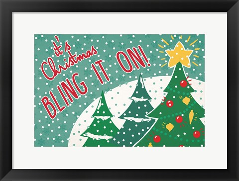 Framed Retro Christmas IV Bright Print