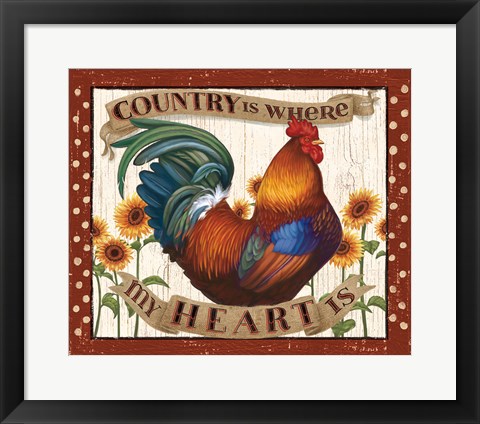 Framed Country Heart I Dots v2 Print