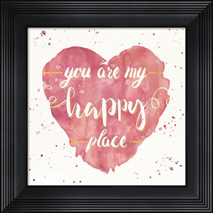Framed Happy Hearts II Pink Print