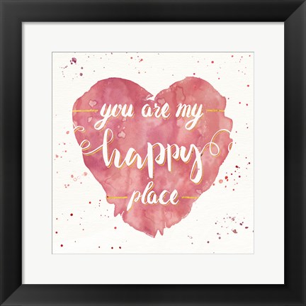 Framed Happy Hearts II Pink Print