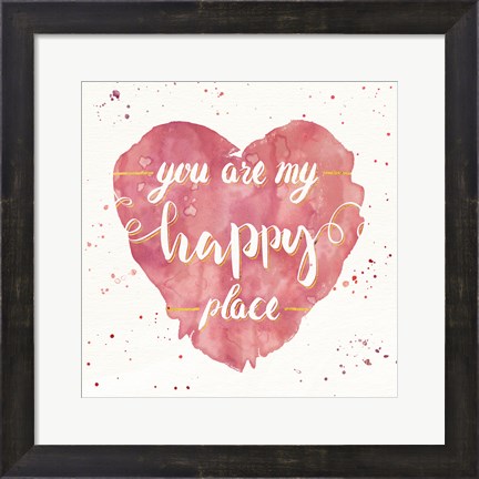 Framed Happy Hearts II Pink Print