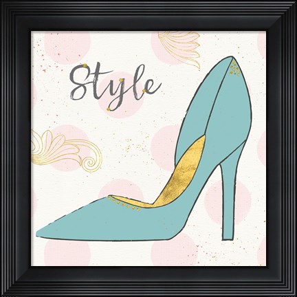 Framed Fashion Blooms II Blue Print