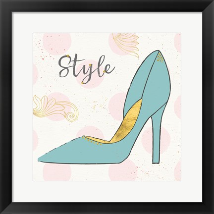 Framed Fashion Blooms II Blue Print