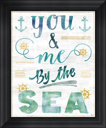 Framed Coastal Words II on Wood Print