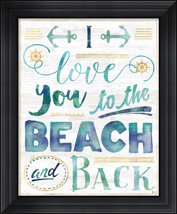 Framed Coastal Words I on Wood Print