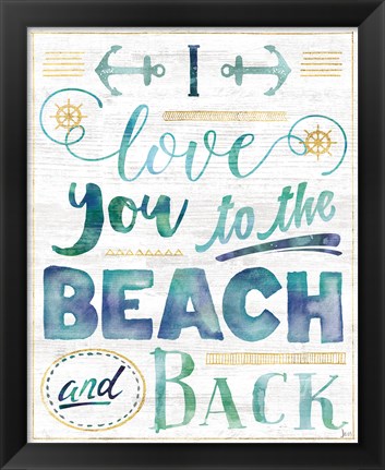 Framed Coastal Words I on Wood Print