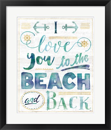 Framed Coastal Words I on Wood Print