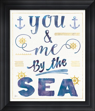 Framed Coastal Words II Indigo Print