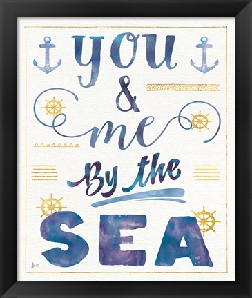 Framed Coastal Words II Indigo Print