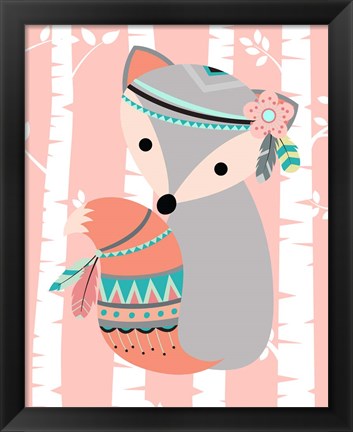 Framed Tribal Fox Girl I Print