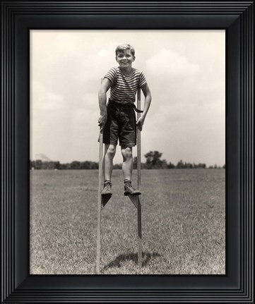 Framed 1930s 1940s Smiling Happy Boy Print