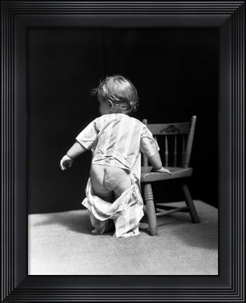Framed 1930s Baby Wearing Drop Seat Pajamas Print