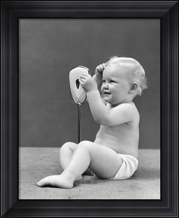 Framed 1940s Blond Baby Girl Print