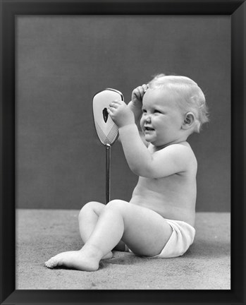 Framed 1940s Blond Baby Girl Print