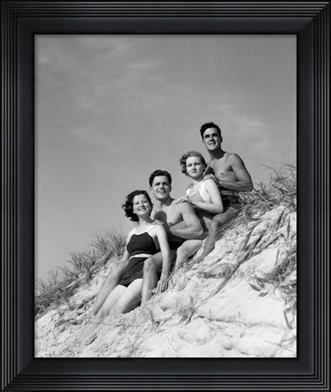 Framed 1930s Group Young Men Women Print