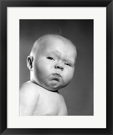 Framed 1950s Head Shot Of Baby Print