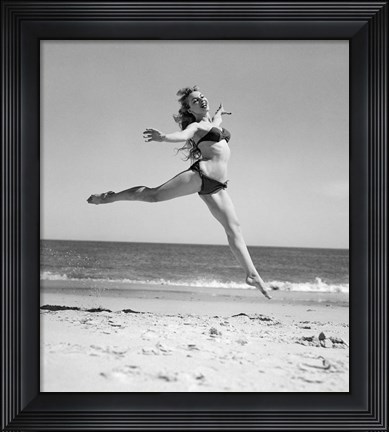Framed 1950s Woman In Bikini Running Print