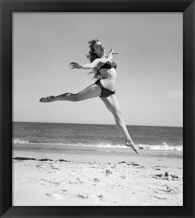 Framed 1950s Woman In Bikini Running Print