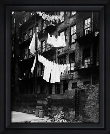 Framed 1930s Tenement Building With Laundry Print