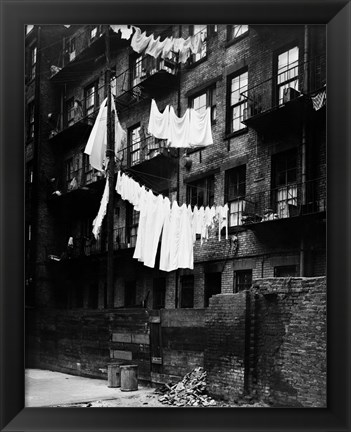 Framed 1930s Tenement Building With Laundry Print