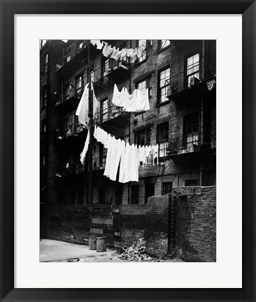 Framed 1930s Tenement Building With Laundry Print