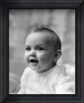 Framed 1930s Profile Portrait Five Month Old Baby Print