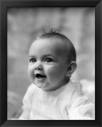 Framed 1930s Profile Portrait Five Month Old Baby Print