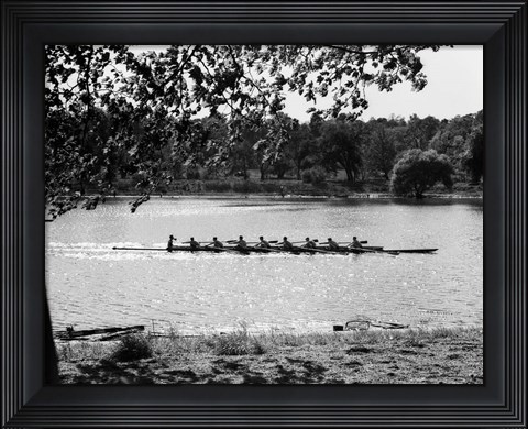 Framed 1930s Silhouette Sculling Boat Race Print