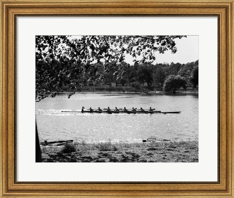 Framed 1930s Silhouette Sculling Boat Race Print
