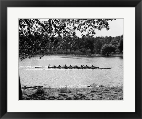 Framed 1930s Silhouette Sculling Boat Race Print